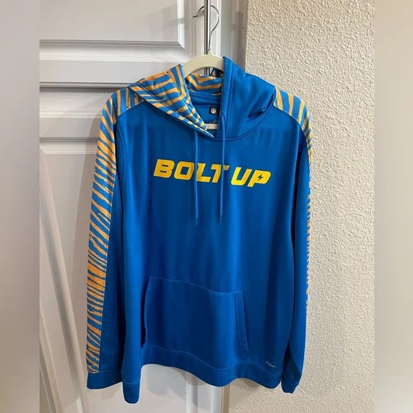 Chargers NFL football Blue and Yellow Bolt Up Hoodie - Picture 2 of 4